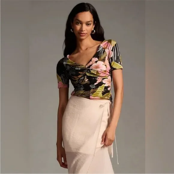 Favorite Daughter NWT The Bad Decisions Ruched Top in Hawaiian Clay Size Small - Picture 6 of 10